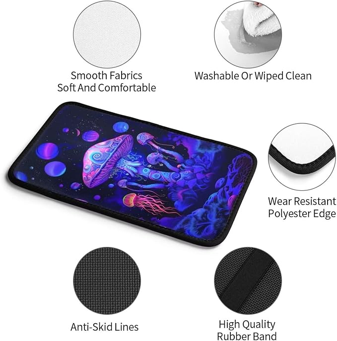 Center Console Cover Mushrooms Style Car Truck Interior Accessories Cute Boho Console Cover Purple Pink Armrest Cushion Pad Universal Fit for Most Vehicle, SUV, Truck