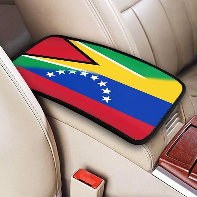 Venezuela Venezuelan Guyana Guyanese Flag Auto Center Console Armrest Cover Car Handrail Box Cushion Pad Mat Universal Fit Most Vehicle Sedan Truck SUV Soft Comfort Decor Accessories