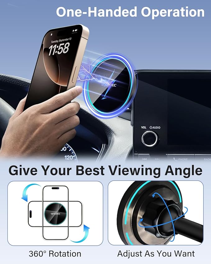 Phone Holder for Ford Bronco Sport 2021-2024 Accessories 8-Inch Screen, Car Magnetic Phone Mount Compatible with MagSafe, Magnets Fast Wireless Charger Phone Base(NOT FIT 2025, NOT FIT Bronco)