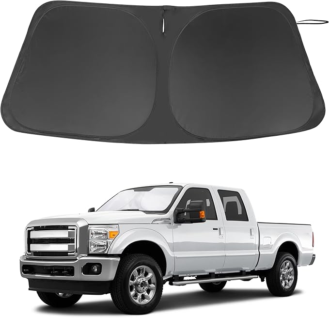 Windshield Sun Shade Custom Fit for 2008-2016 Ford F250 F350 Super Duty 2Dr Regular Cab,4Dr Super Crew Cab,Super Cab Accessories Foldable Sunshade Keep Car Cooler