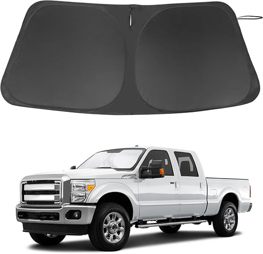 Windshield Sun Shade Custom Fit for 2008-2016 Ford F250 F350 Super Duty 2Dr Regular Cab,4Dr Super Crew Cab,Super Cab Accessories Foldable Sunshade Keep Car Cooler