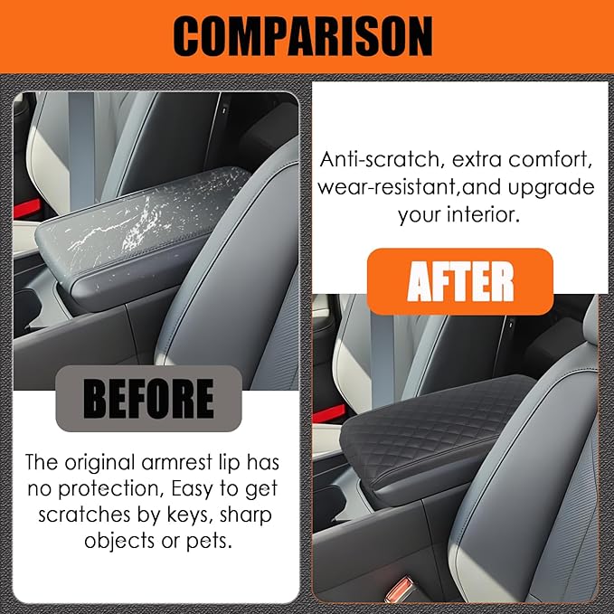 Center Console Cover for Santa Fe 2026 2025 2024 - Soft Armrest Pad Cushion Middle Console Cover for Hyundai Santa Fe 2024 2025 2026 Interior Accessories - Black