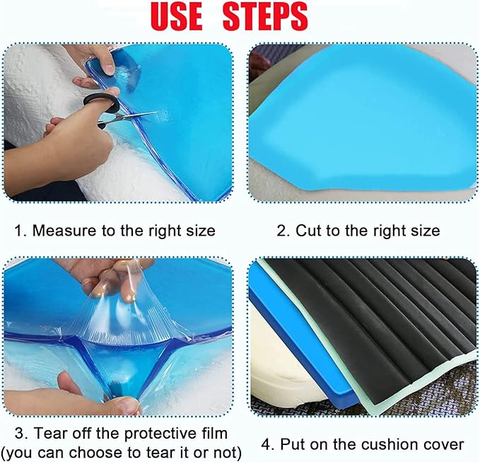 Motorcycle Seat Gel Pad Car Driver Seat Cushion Shock Absorption Mats Reduce Fatigue Comfortable Soft Cooling Gel Pad Cool DIY Pad Office Chair Seat Cushion Motorcycle Seat Foam(48 x 35 x 1cm)