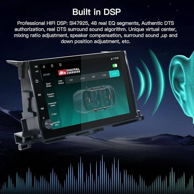 10.2'' Android 13 Car Stereo for Toyota Highlander 2014-2019,with Wireless CarPlay & Android Auto,4G+64G WiFi/DSP/SWC/AM/FM Radio