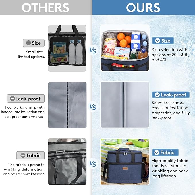 Lifewit Cooler Bag 30/50/60 Cans Collapsible and Insulated Large Lunch Bag Leakproof Soft Cooler Portable Tote for Camping/BBQ/Family Outdoor Activities