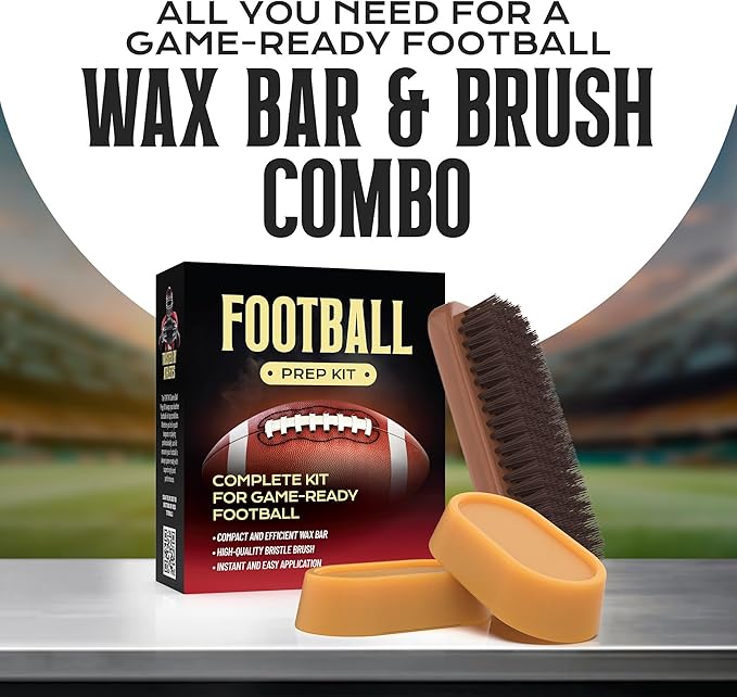 FORTIVO 3 in 1 Football Prep Kit - for Secure Grip and Improved Tack, Leather Football Wax and Accessories for Professional and Youth Players - with 2 Wax Bars & 1 Brush