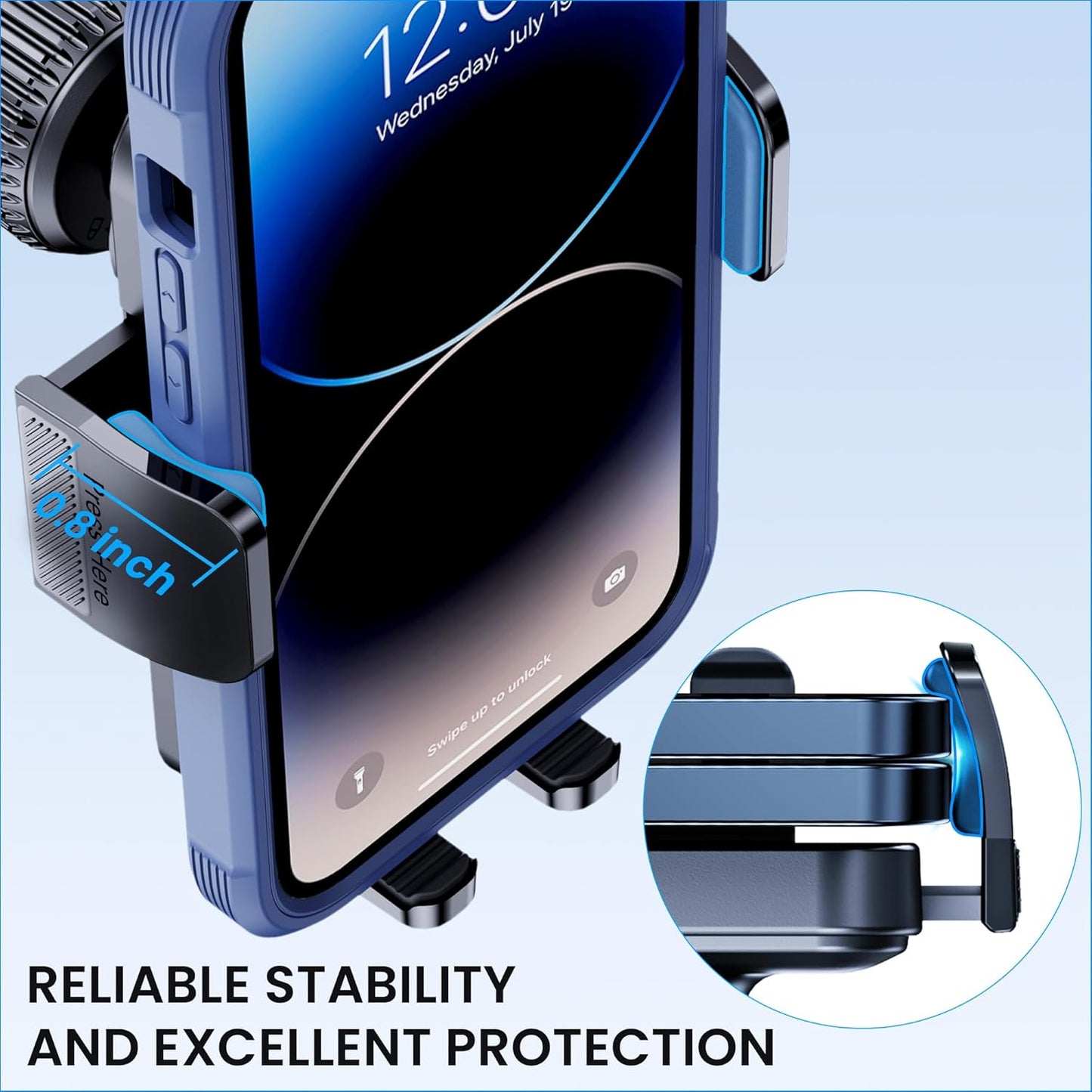 Phone Holder Car [Military Grade Suction Ultra Strong Base] Cell Phone Car Holder 3 in 1 Dashboard Windshield Air Vent Hands-Free for iPhone Android Phones