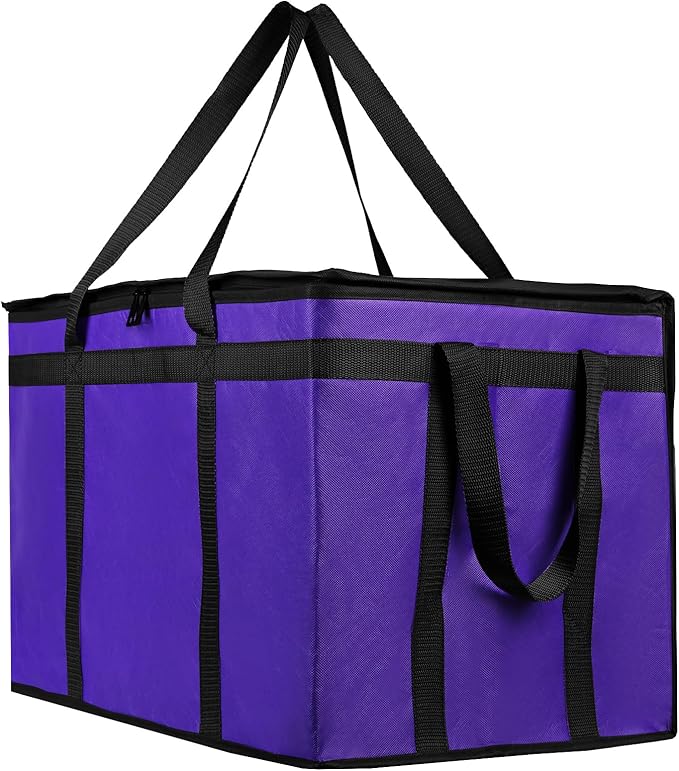 Musbus 1 PACK Purple Extra Large XXXL Insulated Food Delivery Bag Cooler for DoorDash - Keep Food Warm, Catering Shopper Hot