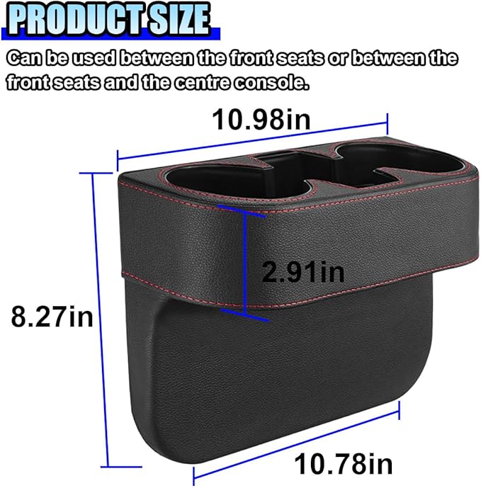 ZIMISI Car Cup Holder, PU Leather Auto Front Console Gap Filler Organizer, Multifunctional Cup Drink Holder, Car Seat Gap Filler Storage Box, Coin Bucket, Cell Mobile Phone Holder (Black)