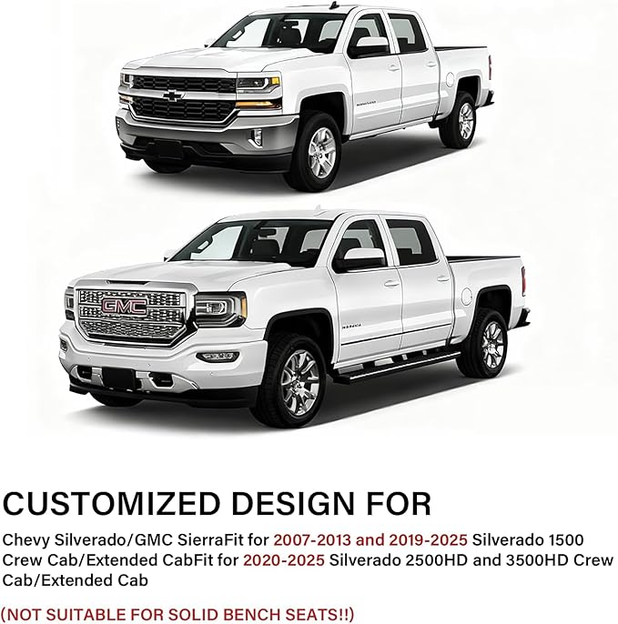 Coverado Chevy Silverado Seat Covers, Faux Leather Seat Covers Fit for Chevy Silverado GMC Sierra 2007-2025 1500, 2015-2025 2500HD 3500HD Crew Double Extended Cab (Front, Red)