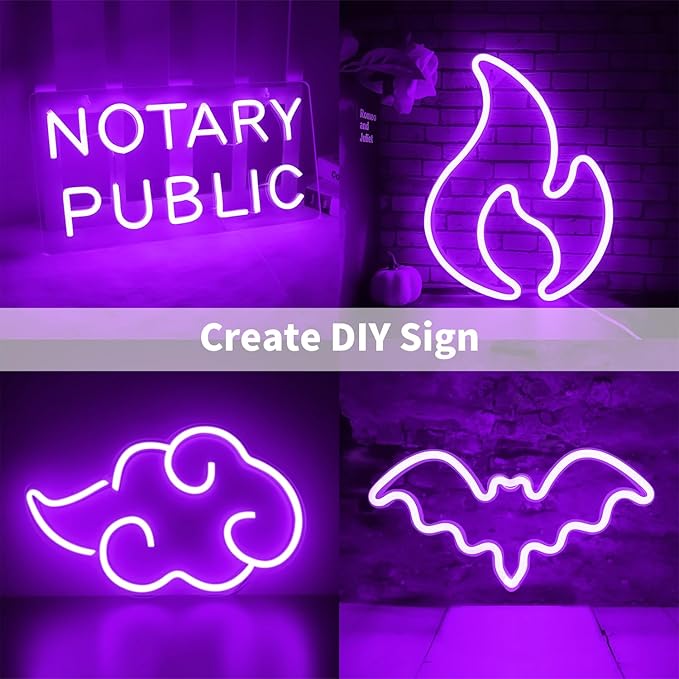 iNextStation 12V Purple LED Strip Lights 16.4FT, Flexible Silicone Neon Rope Light, Waterproof, Cuttable, Dimmable & Linkable, for Cabinet, Ceiling, Wall, Bedroom, Kitchen, Garage (No Adapter)