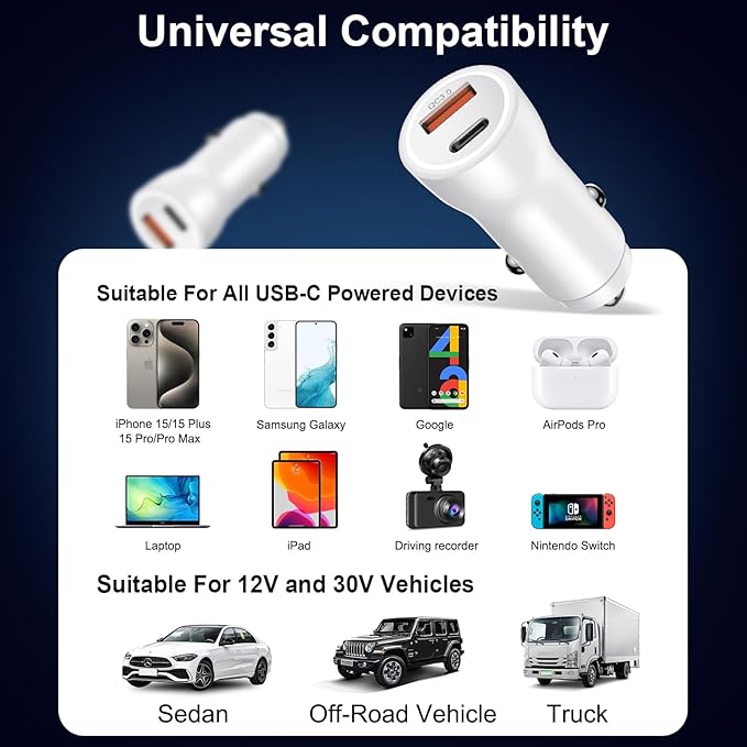 iPhone 17 16 15 Car Charger, [Apple MFi Certified] 2-Pack USB C Car Charger 43W Fast Charging with 3.3 FT Type C to C Cable, USB Car Adapter for iPhone 17/17 Pro/17 Pro Max/Air/16/15