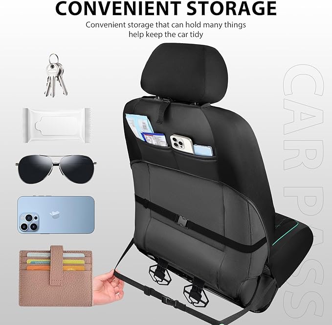CAR PASS Thick Foam 3D Air Mesh Leather Car Seat Covers Front Seats Only, Breathable Premuim Leather Two Front Seat Cover, Airbag Compatible Universal Fit for 95% Sedan Van Truck SUV,Black and Mint