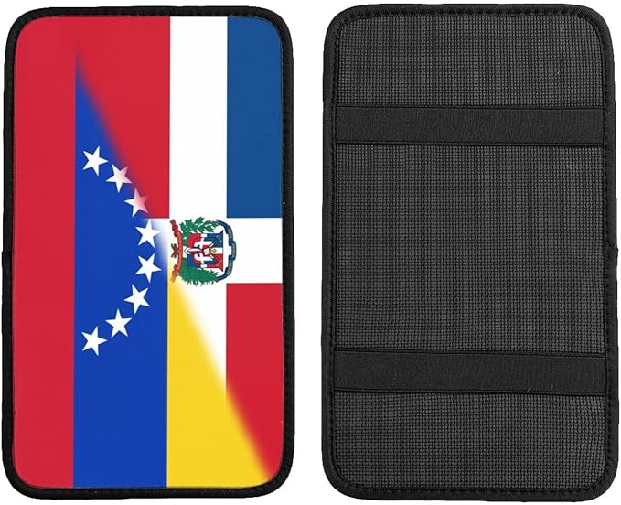 Venezuela Venezuelan Dominican Republic Flag Auto Center Console Armrest Cover Car Handrail Box Cushion Pad Mat Universal Fit Most Vehicle Sedan Truck SUV Soft Comfort Decor Accessories