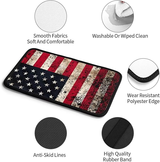 American Flag Center Console Cover Vintage Brown Red Black Armrest Cover Middle Console Covers Accessories Arm Rest Seat Box Covers Protector