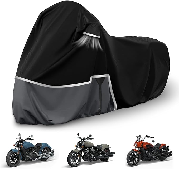 Waterproof Motorcycle Cover Replace for Indian Scout/Scout Bobber/Chief, 420D Oxford Cloth Customized Motorcycle Cover for Snow Rain Dust Protection