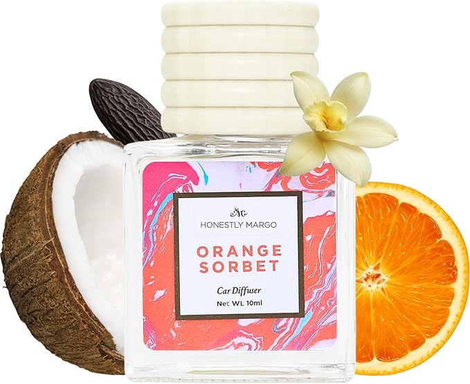 Honestly Margo Orange Sorbet Car Diffuser Air Freshener (0.34 Fl Oz, Pack of 1) – Stylish Scent Diffuser with Perfume – Must-Have Essentials for Women, Car Fresheners Long Lasting for a Fresh Drive
