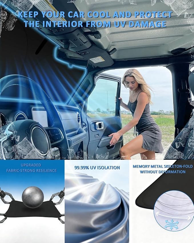 Windshield Sunshade for Buick Envision 2021-2026 Sun Shade Car Windshield Accessories Upgrade 4 Layers Blocks UV Rays Custom Fit Envision 240T Car Window Shades Keep Cool Foldable