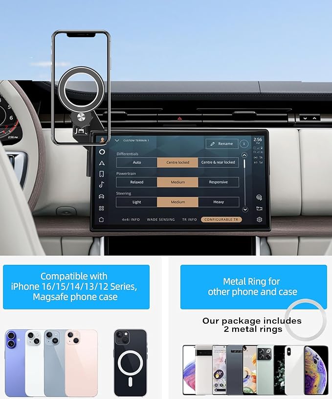 Car Phone Holder for 2023 2024 2025 Land Rover Range Rover/Range Rover Sport Accessories Apply to 13.1 Inch Touch Screen Fixed Clip Magnetic 360° Rotation Cell Phone Mount Hands-Free