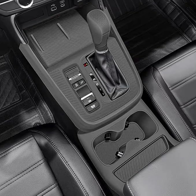 Temmis Center Console Silicone Organizer with Cup Holder for Honda CRV 2023-2026 (Gasoline Version), Full-Wrap Center Consel Electrostatic adsorption Cover for Honda CRV-Black