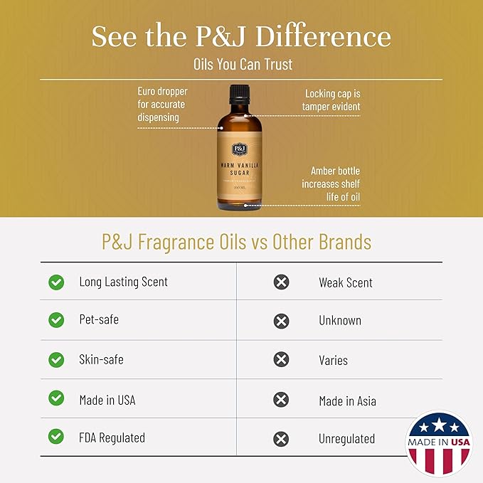 P&J Trading Fragrance | Warm Vanilla Sugar Oil 100ml - Candle Scents for Candle Making, Freshie Scent, Soap Making Supplies, Diffuser Oil Scents