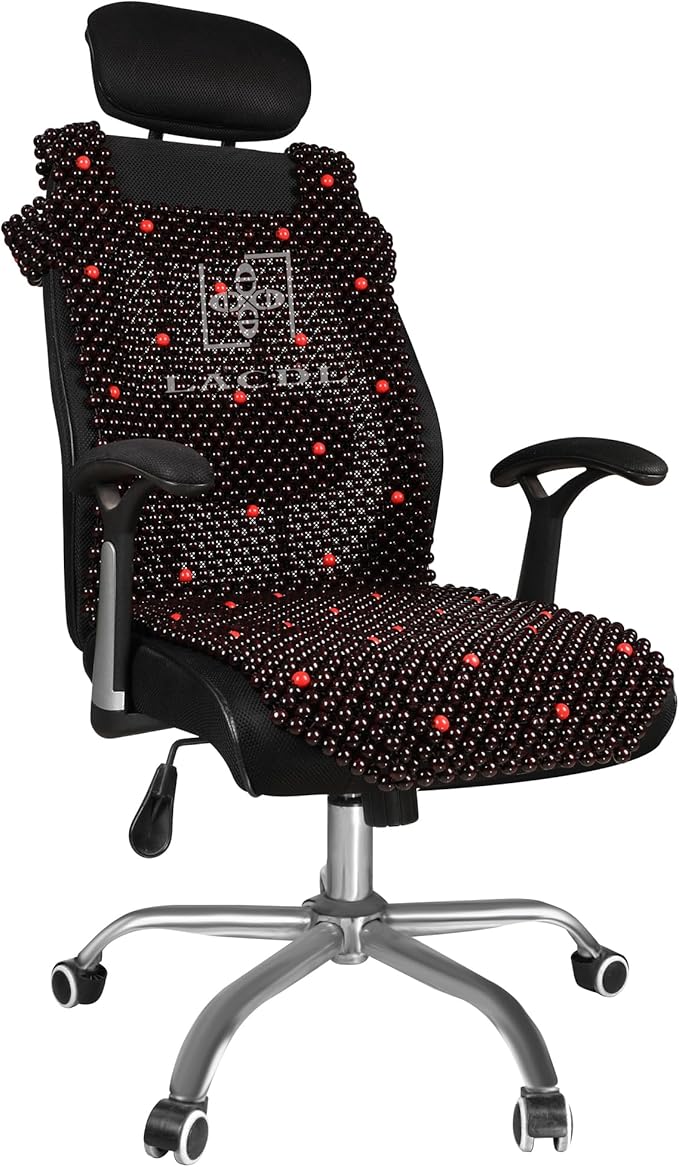 LACDL Beaded Car Seat Covers for Cars, Cooling Bead Seat Cover for Trucks & SUVs - Auto Ventilated Seat Cooler Pad, Natural Wood Breathable Beads - Sweat Protector for Summer, Stars