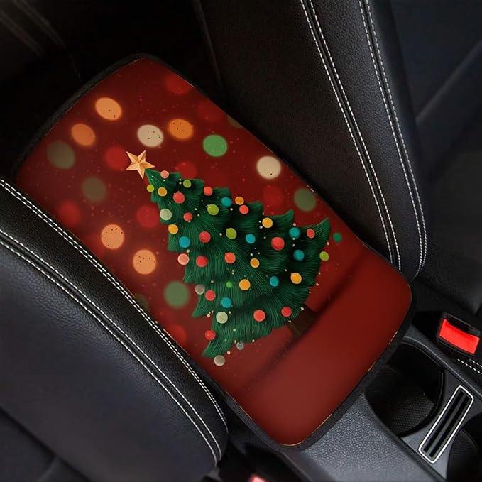 Christmas Tree Car Center Console Cover Armrest Pad Cover Universal Car Arm Rest Seat Storage Box Mat Non Slip Interior Accessories