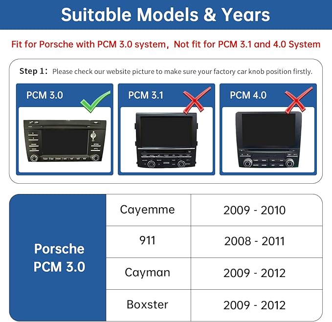 Road Top Wireless CarPlay Android Auto Retrofit Kit for Porsche PCM 3.0 (2008–2012) | Compatible with Cayenne 911 Cayman Boxster | CarPlay Interface Decoder, MirrorLink, Reverse Camera
