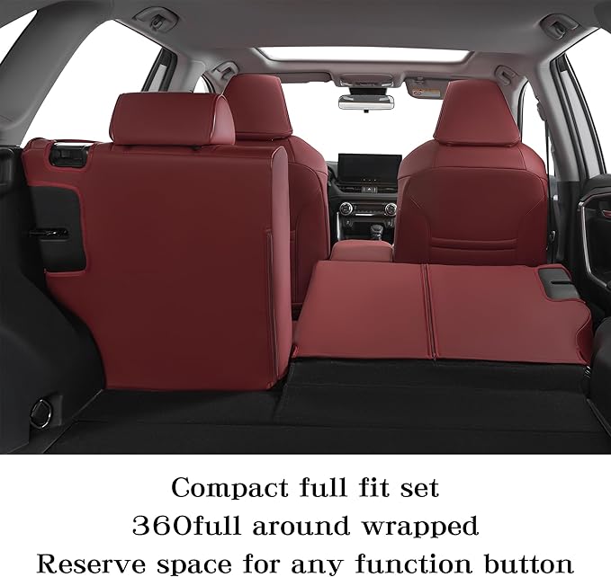 HKZ Fit RAV4 Car Seat Cover Set for 2013 2014 2015 2016 2017 2018 Toyota RAV4 LE Gasoline Version Only-Leather(Burgundy)