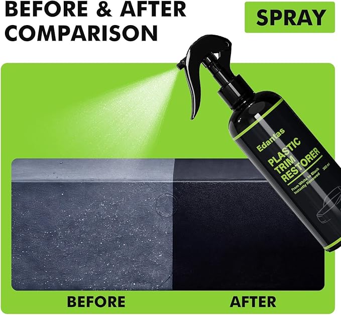 Plastic Restorer,Black Trim Restorer-UV Protection & Dirt,Add Shine and Protect Exterior Trim with Durability,Plastic Restorer for Cars Black Exterior & Interior Care for Detailing,10.15 FL OZ