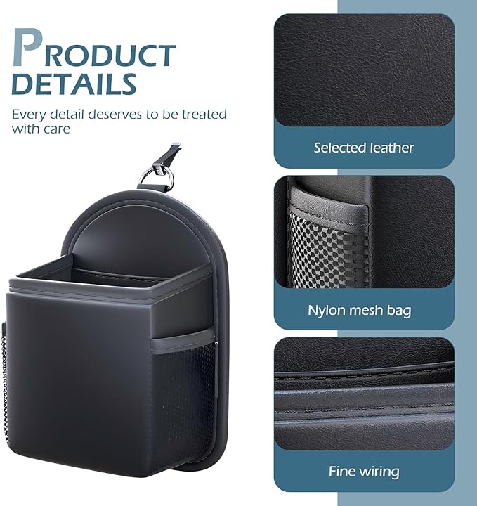 Car Air Vent Storage Bag Organizer Pocket, Multi-functional Air Conditioner Vent Organizer for ID Cards Glasses Phones Pens Keys, Keeps Your Car Neat & Tidy for Stress-free Journey (Black)