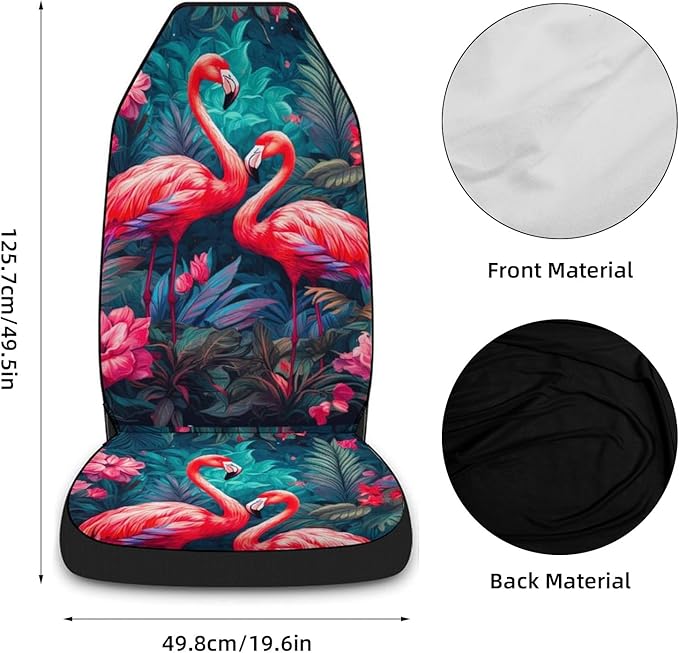 5 Pcs Premium Flamingo Car Seat Cover, Breathable & Washable Car Seat Covers Full Sets, Fashionable Printed Seat Covers for Cars Interior, Universal Fit for Most Cars, Sedan, Truck, SUV