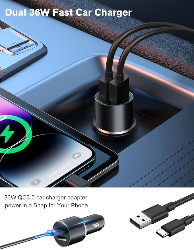 MAGJIEYX for Magnetic Magsafe Car Mount Charger, Wireless Car Charger with QC3.0 Adapter(38W Max) Phone Holder Fits iPhone17/16/15/14/13Plus/MagSafe Case,Dash/Vent/Windshield(Black)