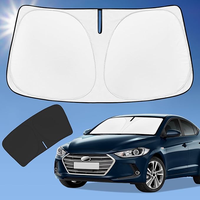 for Hyundai Elantra 2016-2020 Sun Shade Sunshade Windshield Cover, 4-Layer Front Window Shade Custom fit Elantra Sun Visor 240T Retractable Shade Shield Blocks UV Rays Cooler Car Accessories