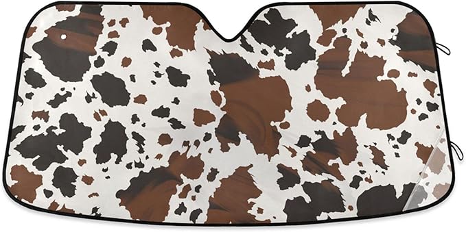 xigua Cow Print Car Windshield Sunshade Foldable Front Window Sun Visor Protector for Car,SUV,Truck - Keep Vehicle Cool,55 x 27.6 Inch (45)