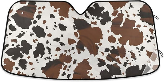 xigua Cow Print Car Windshield Sunshade Foldable Front Window Sun Visor Protector for Car,SUV,Truck - Keep Vehicle Cool,55 x 27.6 Inch (45)