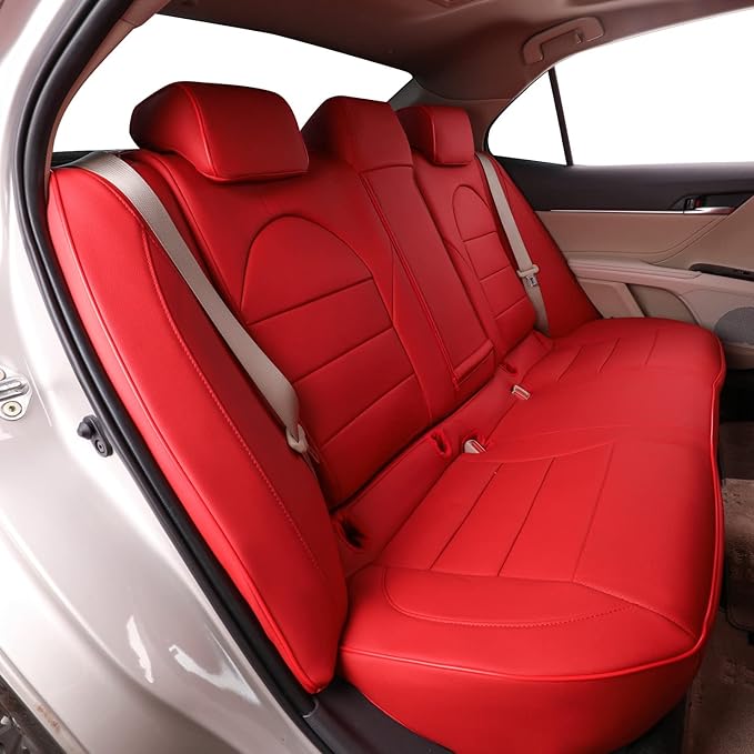 EKR Camry Seat Covers for Toyota Camry L, LE, SE 2018-2024 & SE Nightshade 2020-2024,(Not for Hybrid) Leather Car Seat Cover Full Set for Trucks SUV-Faux Leather (Red)