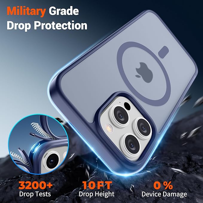 SUPFINE Magnetic for iPhone 15 Pro Case (Compatible with MagSafe) (Military Grade Drop Protection) Slim Translucent Matte Shockproof with Anti-Fingerprint Phone Case,Lavender Gray