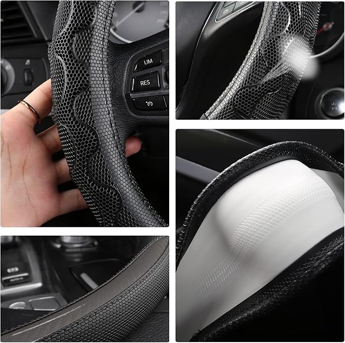 GIANT PANDA Steering Wheel Cover for Dodge Ram 1500 - Car Steering Wheel Covers for Dodge Ram 2500 3500 15.5-16 inch - Gray
