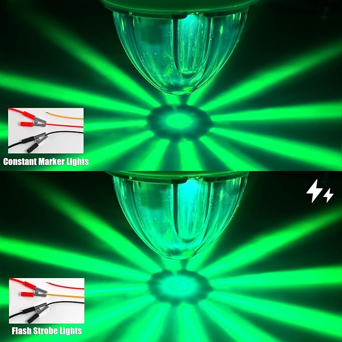 BJZ 4Pcs Green Watermelon LED Strobe+Constant Marker Lights Dual Function Watermelon-Shaped Side Marker Clearance Tail Top Cap Roof Lights for Trailer Truck Semi-Trailer Heavy-Duty Truck Bus Van