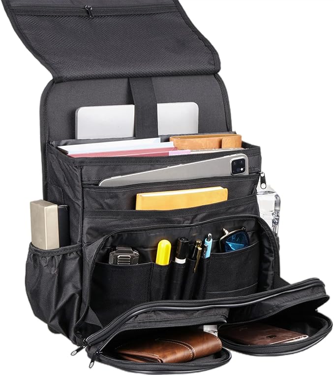 Tsumbay 2-in-1 Hanging Car Organizer & Detachable Laptop Bag, for Front Seat with Tablet Holder, 10+ Pockets, Heavy-Duty Oxford Fabric for SUV, Truck, Van, Work, Commute (Oxford-1Pck)