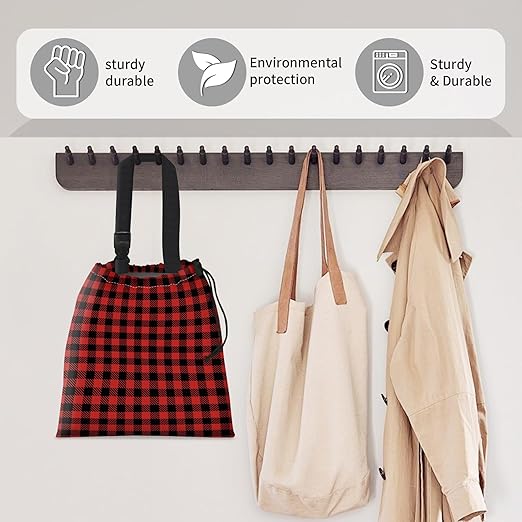 Car Trash Bag Large Hanging Can for Back of Seat, Cute Waterproof Car Garbage Bag for Vehicle, Travelling, Outdoor Black Red Plaid
