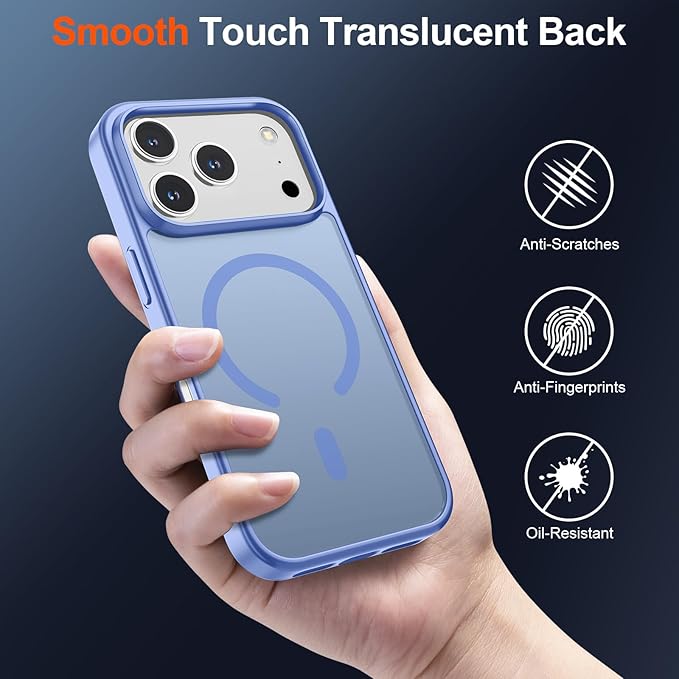 SUPFINE Magnetic for iPhone 17 Pro Case (Compatible with MagSafe)(Military Grade Drop Protection) Translucent Matte Shockproof with Anti-Fingerprint Phone Cover 2025,Blue Purple