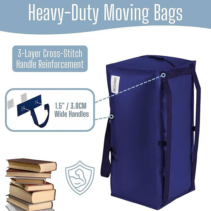 VENO 2 Pack Heavy Duty Moving Bags with Backpack Straps, Zippers & Handles, Extra Large Packing Bags for College Dorm Essentials, Moving Supplies Alternative to Cardboard Moving Boxes