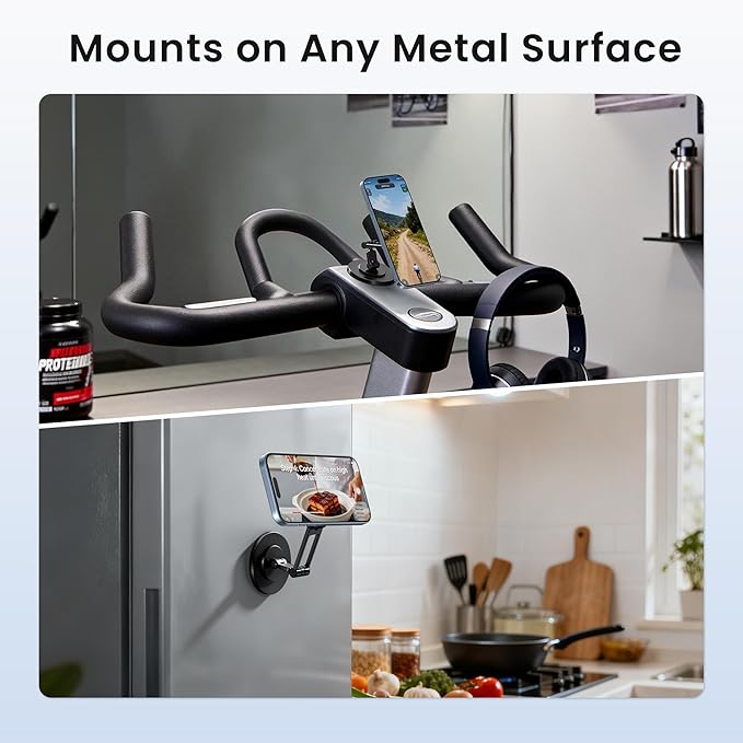 Itramax 360° Rotation Magnetic Phone Stand,Foldable Portable iPhone Stand for Desk with Non-Slip Base,Dual-Sided Ring Smartphone Holder for iPhone 17 16 Plus 13 12 11,Pixel 9 8,Samsung,Office,Kitchen