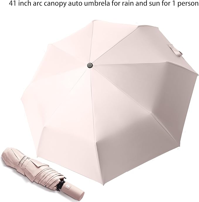 BAODINI Small UV Protection Travel Umbrella Compact for Rain and Sun UPF 50+ Windproof Portable 42 inch Umbrella for Women and Men