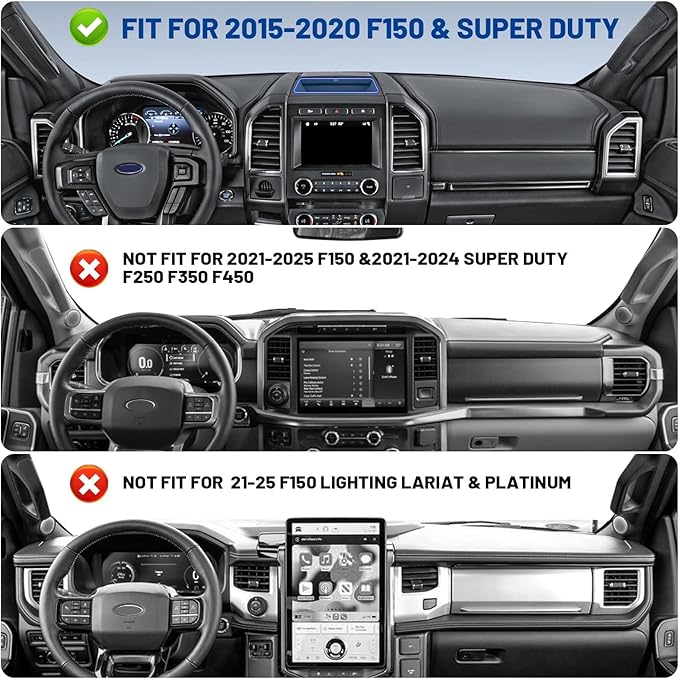 Surfcabin Magnetic Dash Phone Holder for F150, No Punching Required Phone Mount Compatible with 2015-2020 F150 2017-2022 F250 F350, Full Metal Cellphone Mounting Bracket for Most CellPhones