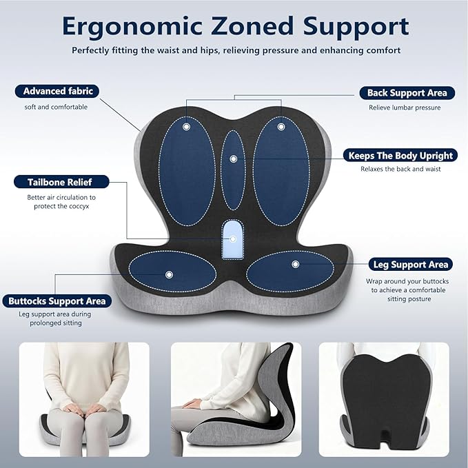 Adult Booster Car Seat Cushion, Office Chair Cushion,Truck Seat Cushion, Memory Foam Seat Cushion Increase Height by 3.94 Inch, Car Cushions for Driving Long Sciatica Tailbone Pain Relief