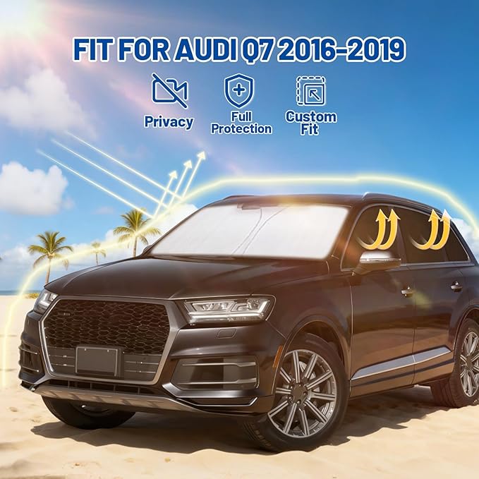 Car Window Shades Intended for Audi Q7 2016-2019, Privacy Window Covers 8PCS for Side, Rear & Windshield, Car Shield Sunshade for Privacy Protection, Heat Blocking, Camping and Parking