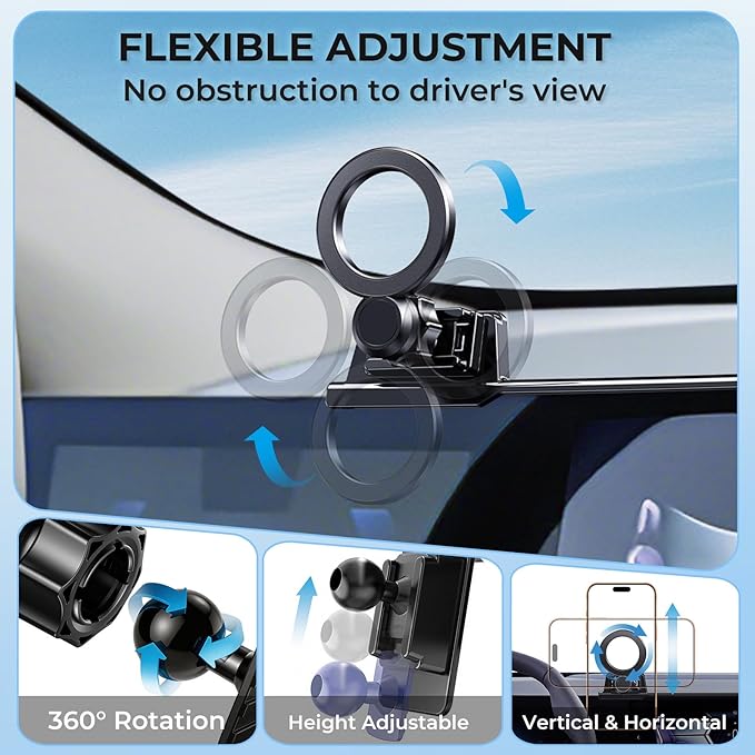 Car Phone Holder for BMW 7 Series & i7 2026 2025 2024 2023 (Only for 14.9-Inch Screen) 360° Rotation Magnetic Cell Phone Mount, Compatible with Magsafe, Does Not Affect Air Vent